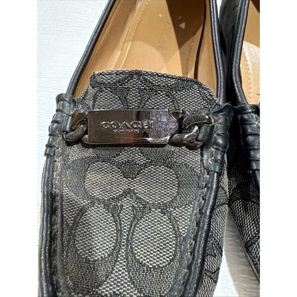 Coach Black Fredrica Driving Loafers Logo Plate Moccasins Women 8.5 - Picture 9 of 9